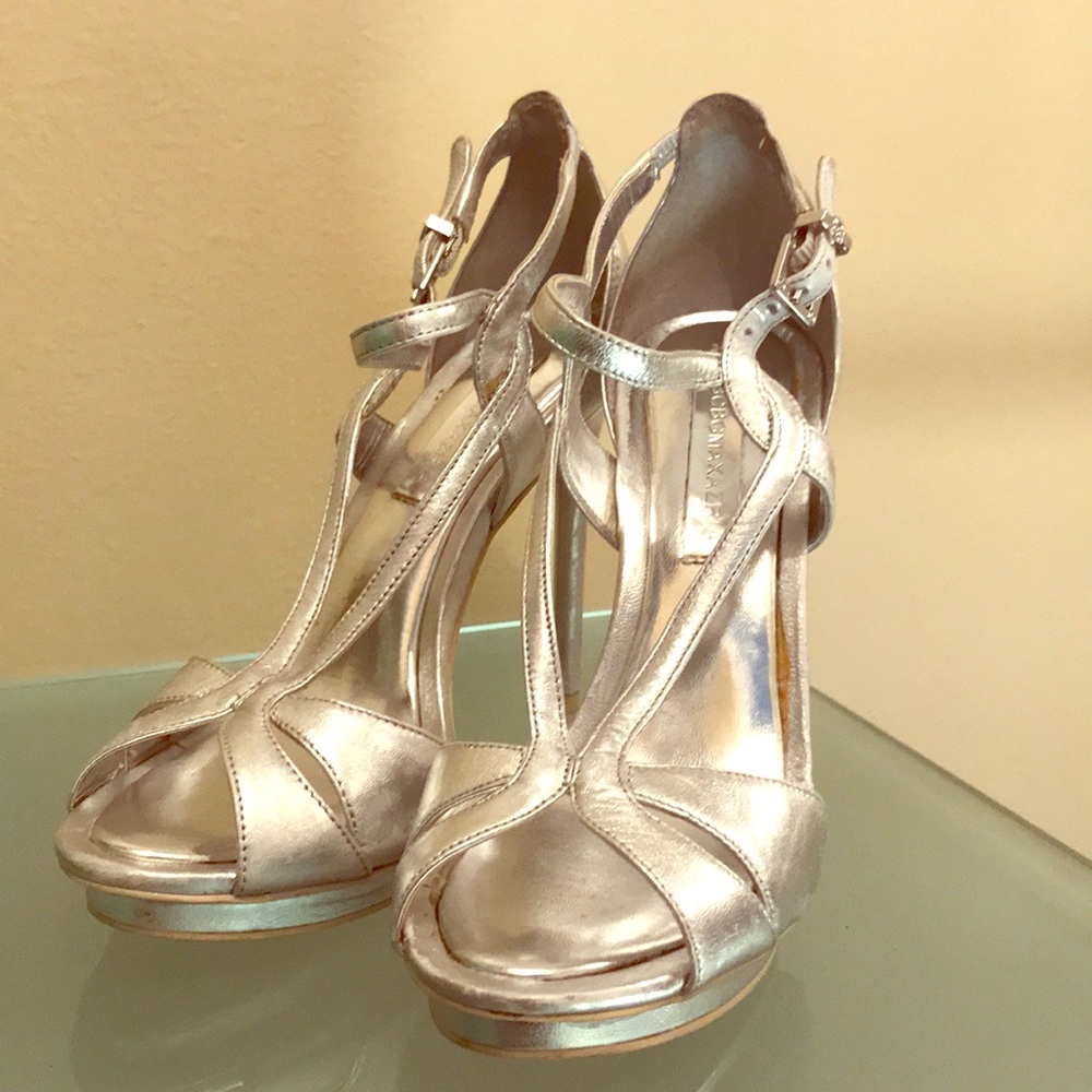 Silver BCBGMAXAZRIA platform heels